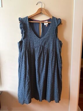 Knox Rose Navy Eyelet Dress with Trim
